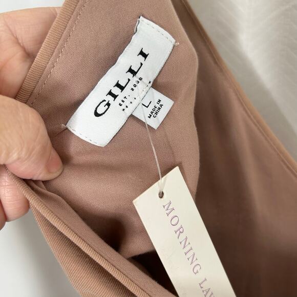 Gilli Drew waist tie mini dress tan size large casual party - Picture 5 of 8